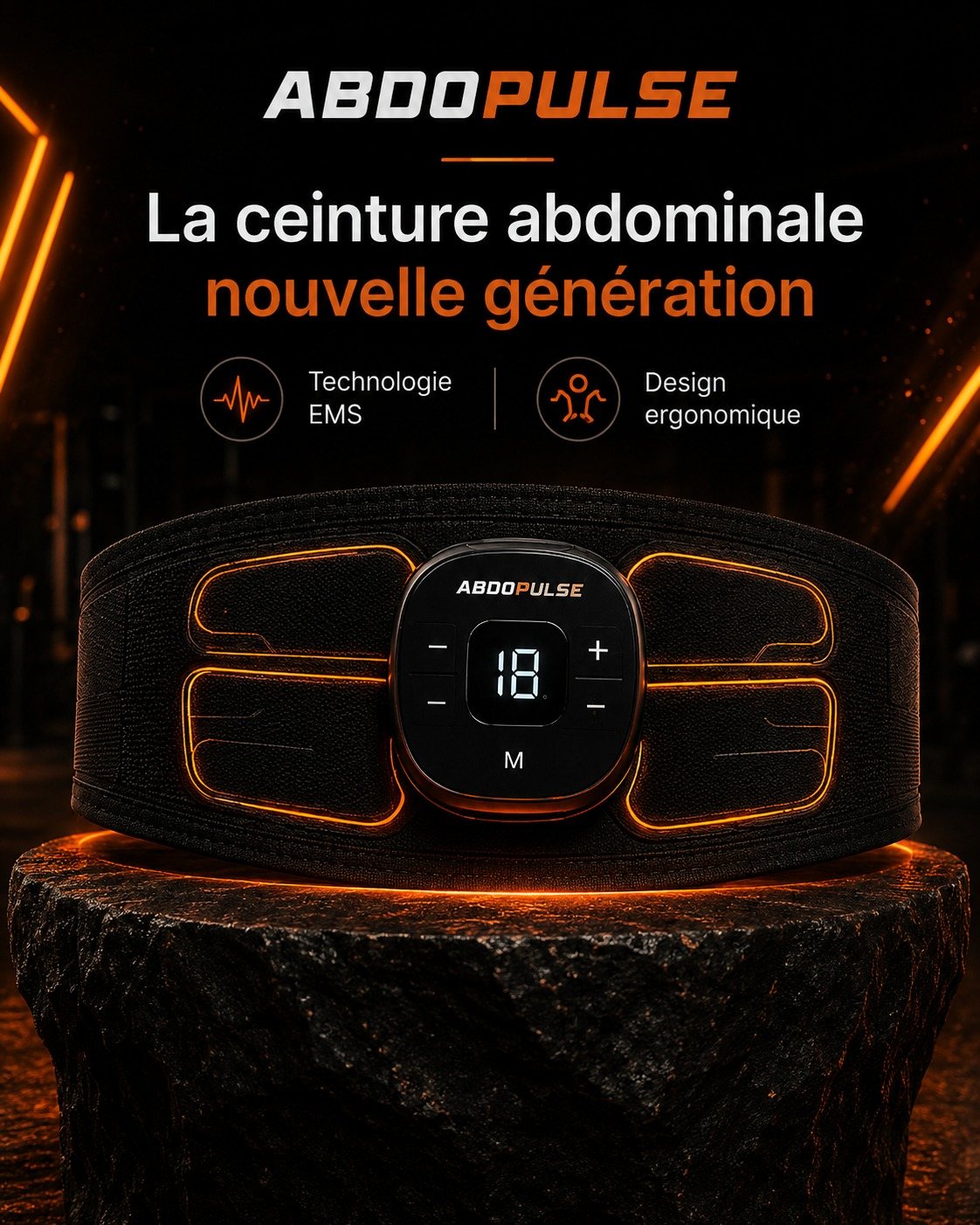 Ceinture ABDOPULSE : technologie EMS et design ergonomique